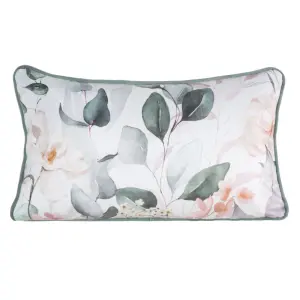 Poszewka Velvet JULIET 45x30 biało zielona kwiaty