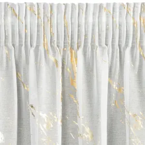 Firana Marmur 140x270 cm Etamina Błyszczący Wzór Taśma Marszcząca Glamour