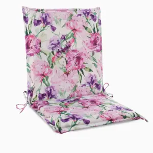 Poduszka na Leżak GARDEN 45x90x3 cm Wodoodporna Różowo-Fioletowa w Kwiaty i Liście