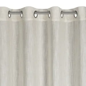 LATIKA Zasłona Gotowa 140x250 cm Naturalna z Dodatkiem Lnu na Przelotkach