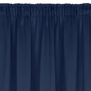 LOGAN Zasłona Zaciemniająca 135x270 cm Granatowa na Taśmie Marszczącej 50-70%