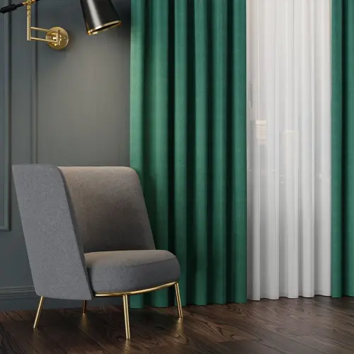 Salon w stylu Japandi z zasłonami IBIZA – harmonia natury i prostoty.