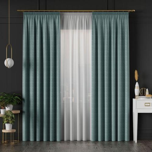 Naturalny splot tkaniny – subtelna faktura inspirowana lnem w odcieniach błękitu.