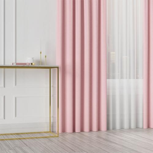 Detal tkaniny – naturalny splot inspirowany lnem w pastelowym odcieniu różu