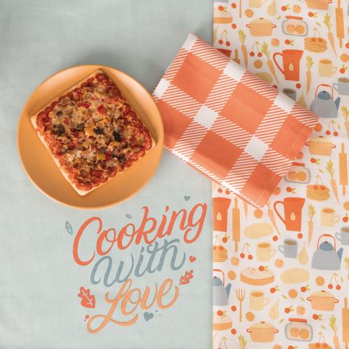 Komplet 3 ścierek kuchennych COOKING WITH LOVE – funkcjonalność i styl w jednym