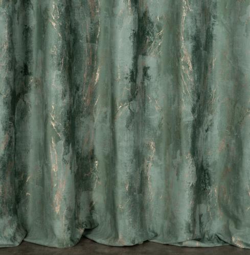 Zasłona WELUROWA Velvet – głęboka zieleń z efektem marmuru i złotymi akcentami