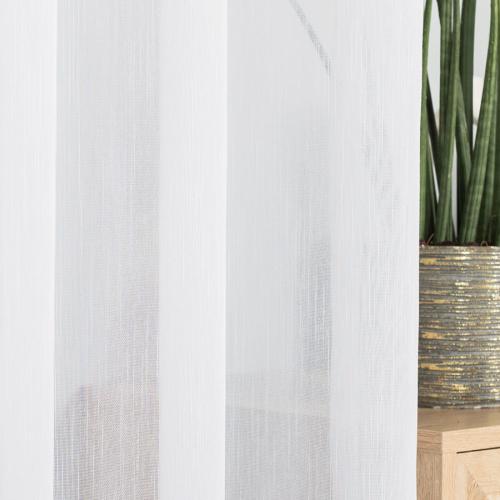Matowa firana DESZCZYK – białe firany z naturalnym splotem, nowoczesna dekoracja okna."