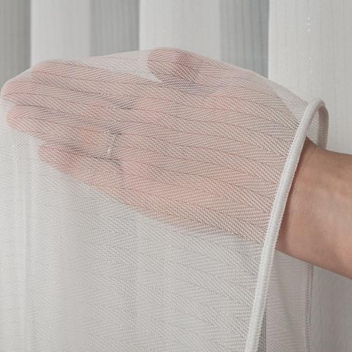 Próbka firany w jodełkę z połyskującą nicią – OFF WHITE, elegancka i zwiewna