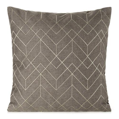 Poszewka MILA ciemnobeżowa 45x45 cm z geometrycznym złotym wzorem